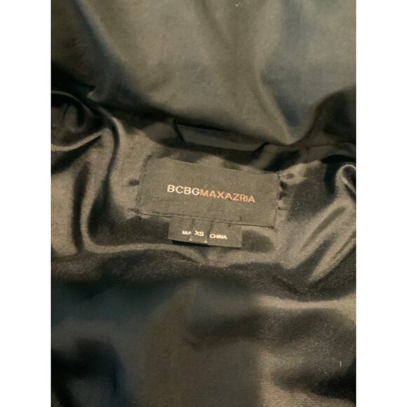 BCBG Max Azria  Black Zip-Up Down Fill Coat Jacket W/ Rib Cuff Sleeves, Size XS - Picture 6 of 6